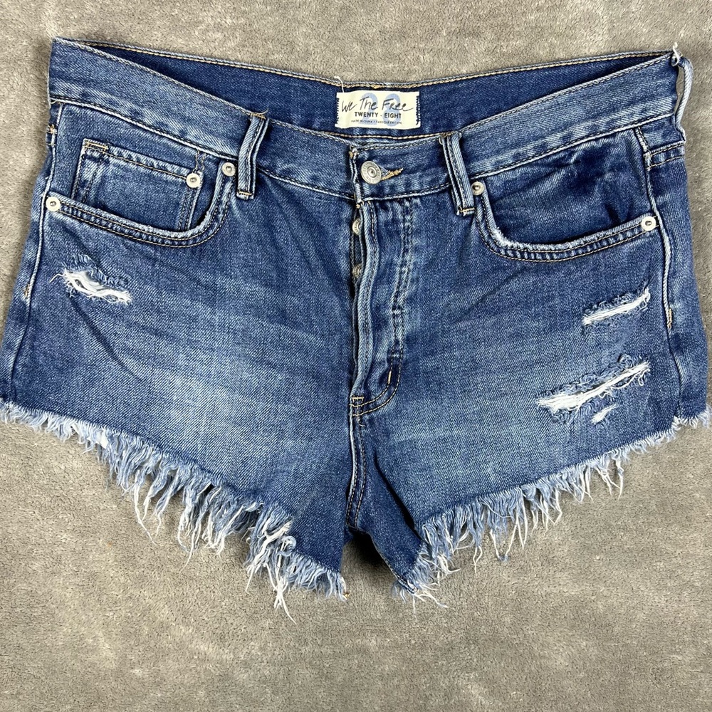 Free People Shorts Womens 28 We The Free Loving Good Vibrations Cutoff Butterfly - Picture 3 of 7